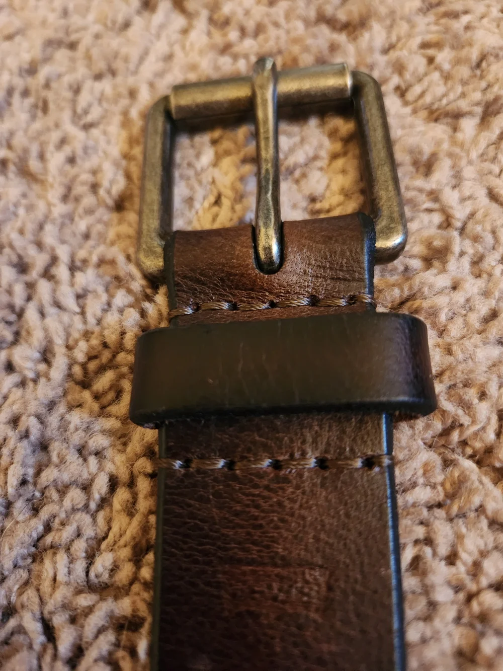 Levis Men's Dark Brown Leather Belt with Antiqued Metal Buckle